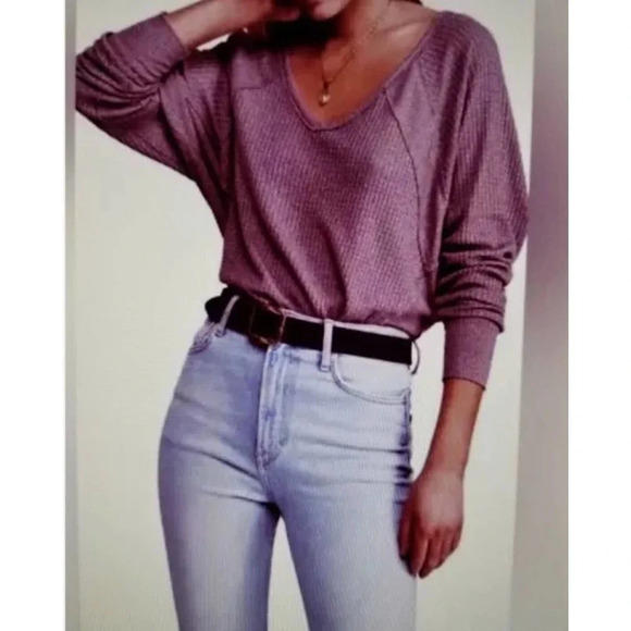 Free People Santa Clara Thermal Shirt Mulberry - Picture 2 of 8